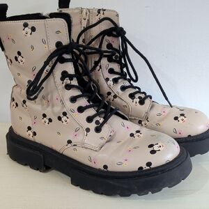 H&M Disney Cream Mickey Mouse Women's Combat Boots Size 37
